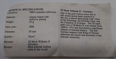 American Mint World Coins Plated Copper Round German 20 Mark Coin W/COA