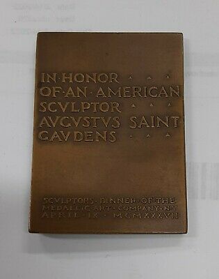 1937 Vintage St. Gaudens 1 3/4 X 2 1/2 Inch Bronze Medal by Medallic Art Co.