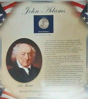 PCS John Adams BU Presidential $1 Coin & Stamp Set in Holder