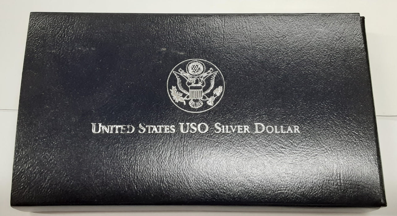1991-S USO Commemorative Uncirculated Proof Silver Dollar Coin In Box w/ COA