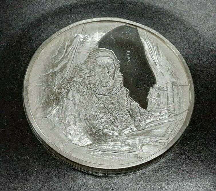 Franklin Mint Genius/Rembrandt PR .925 Silver Medal-Jan Uytenbogaert in Card