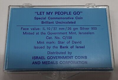 1971 Israel 10 Lirot UNC Let My People Go Silver Commem Coin W/Booklet