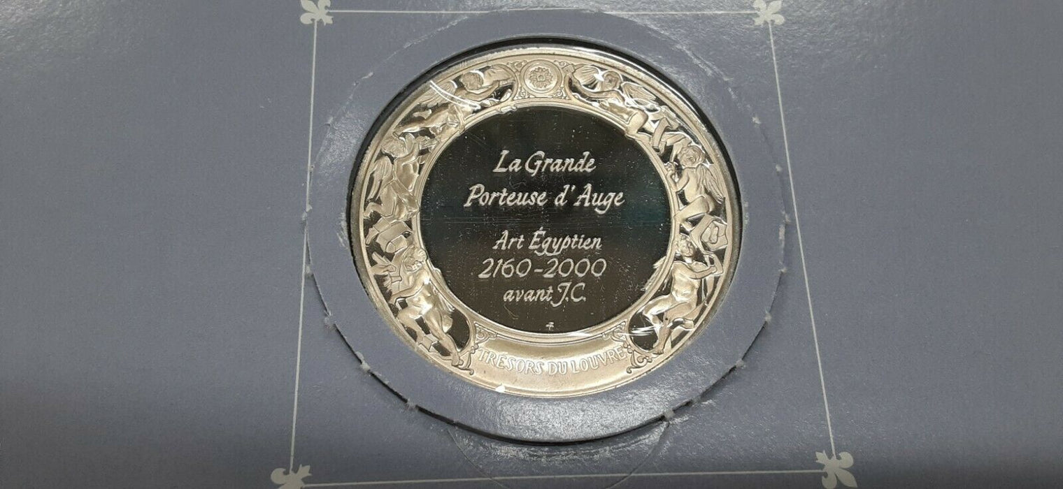 Franklin Mint Treasures of The Louvre .925 Silver Medal- Woman Bearing Offerings