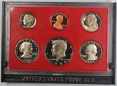 1980-S US Mint Proof Set 6 Gem Coins ONLY- No Outer Sleeve