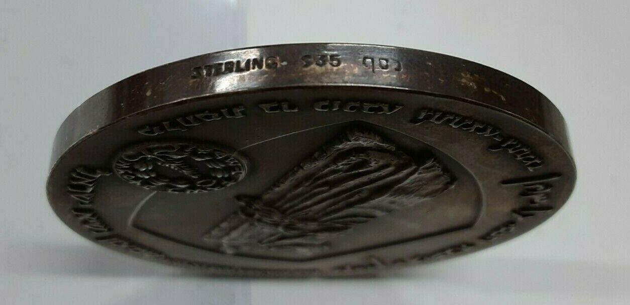 1960 State of Israel Judean Caves Expedition Sterling .935 60MM Silver Medal