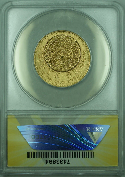 1918 Mexico Gold 20 Pesos Coin ANACS AU-55