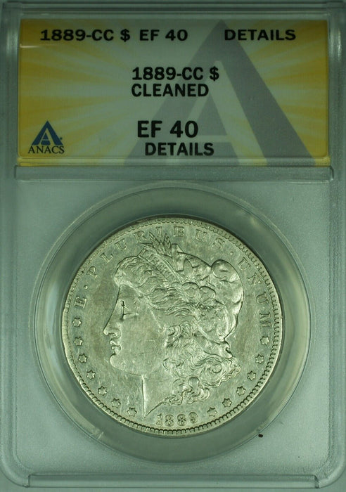 1889-CC Morgan Silver Dollar S$1 ANACS EF-40 Details-Cleaned (26)