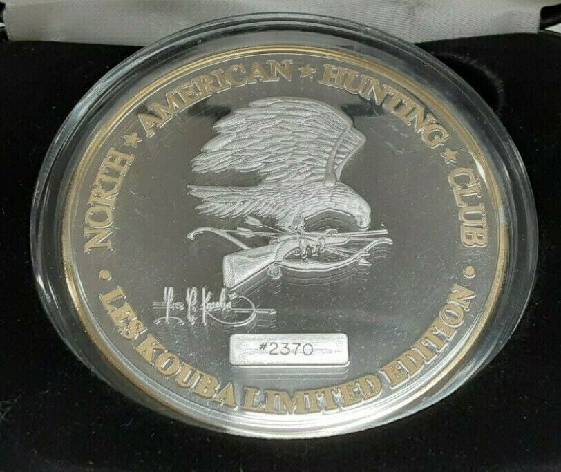 North American Hunting Club/Les Kouba Tribute Silver Plated Medal Case w/COA