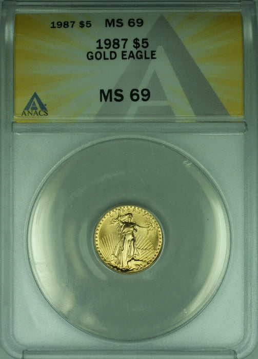 1987 Gold American Eagle 1/10th Ounce $5 AGE Coin ANACS MS-69 (A)