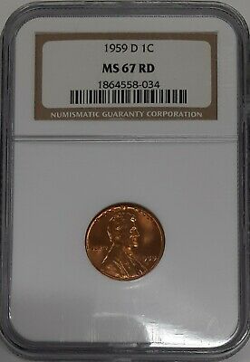 1959-D Lincoln Memorial Cent 1c NGC MS-67 RD (C)