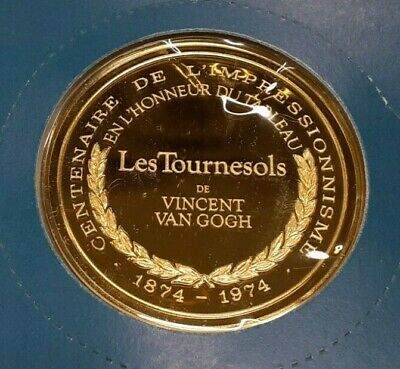 Masterpieces of Impressionism Gold Plated .925 Silver PR Medal-Sunflowers