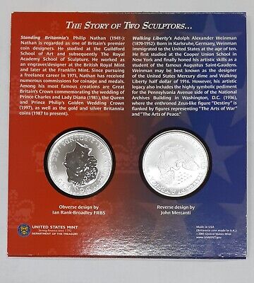 Legacies Of Freedom American Silver Eagle/UK Britannia 2 Coin Set in OGP