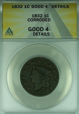 1832 Coronet Head Large Cent ANACS GOOD-4 Details Corroded (41)