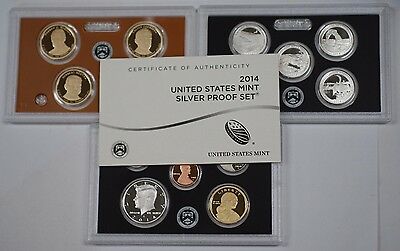 2014-S US Mint Silver Proof Set Gem Coins W/ Box and COA