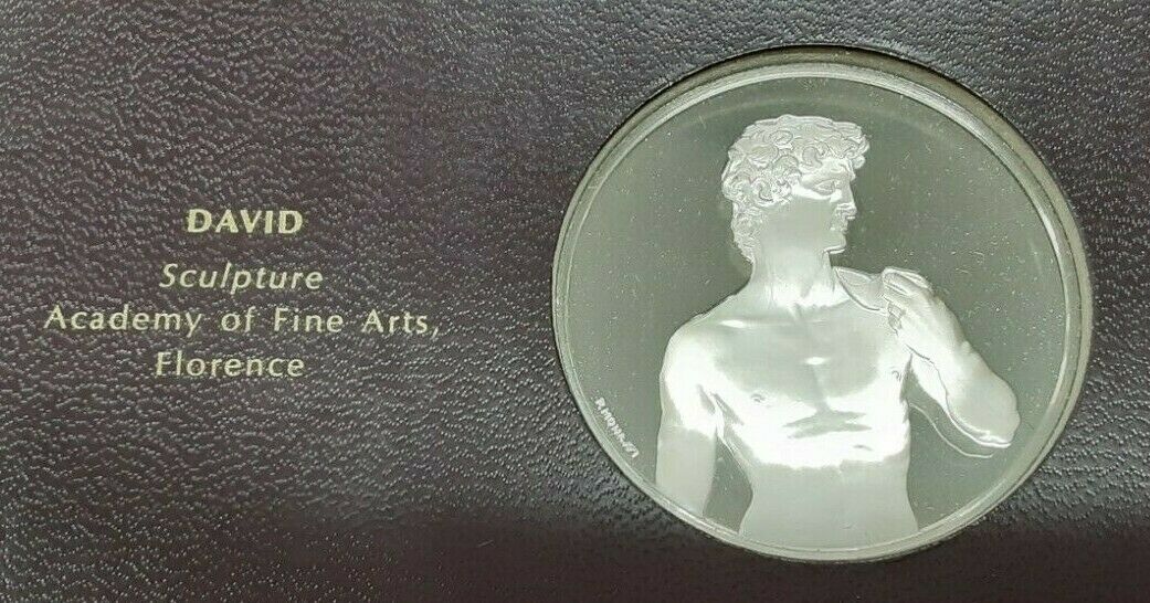 Franklin Mint Genius of Michelangelo PF .925 Silver Medal- David