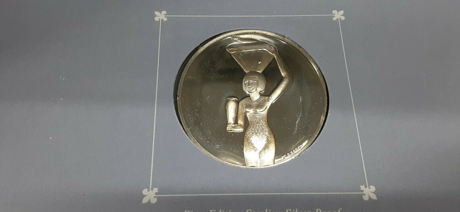 Franklin Mint Treasures of The Louvre .925 Silver Medal- Woman Bearing Offerings