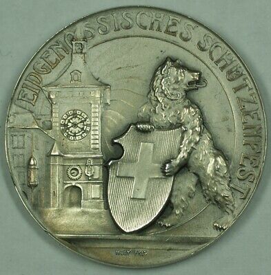 1910 Bern Switzerland Silver Swiss Shooting Medal R263c in Original Case
