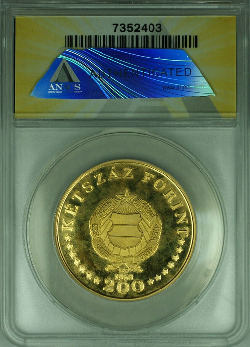 1968 Hungary Gold 200 Forint Semmelweis Commem Proof ANACS PF-68 DCAM (MK)