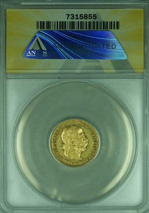 1905 Austria 10 Corona Gold Coin ANACS AU-50 Details Cleaned