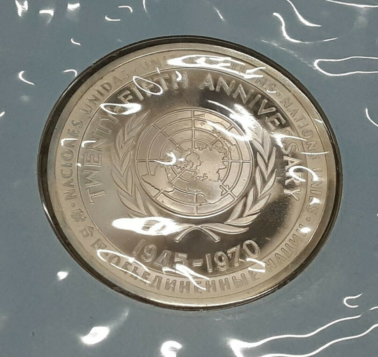 Franklin Mint United Nations 25th Ann Sterling Silver Medal in FDC & Folder