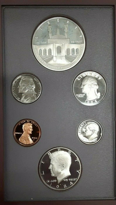1984-S Prestige Set 6 Gem Proof Coins Olympic Silver $1 US Mint OGP