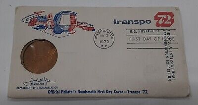 Transpo '72- US Int'l Transportation Expo Commemorative Medal In First Day Cover
