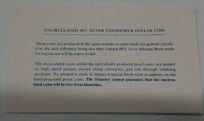1974-S UNC 40% Silver Eisenhower IKE Dollar Coin with Original US Mint Envelope