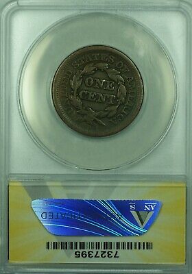 1851 Braided Hair Large Cent ANACS VF-20 Details Damaged (43)